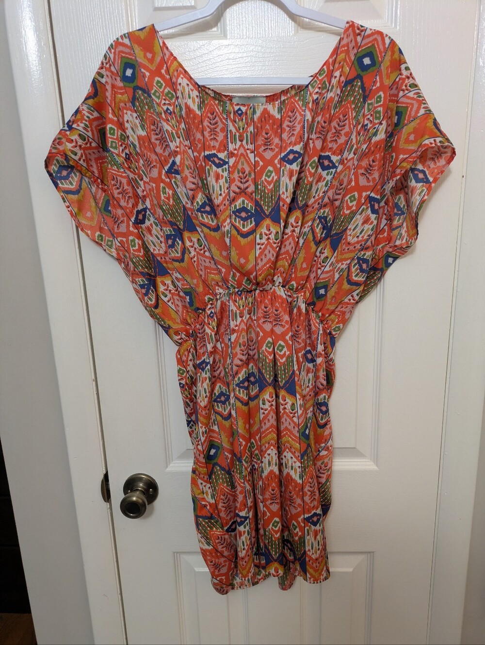 Anthropologie Maeve Elastic Waist Butterfly Dress Kaftan Mini Large Boho